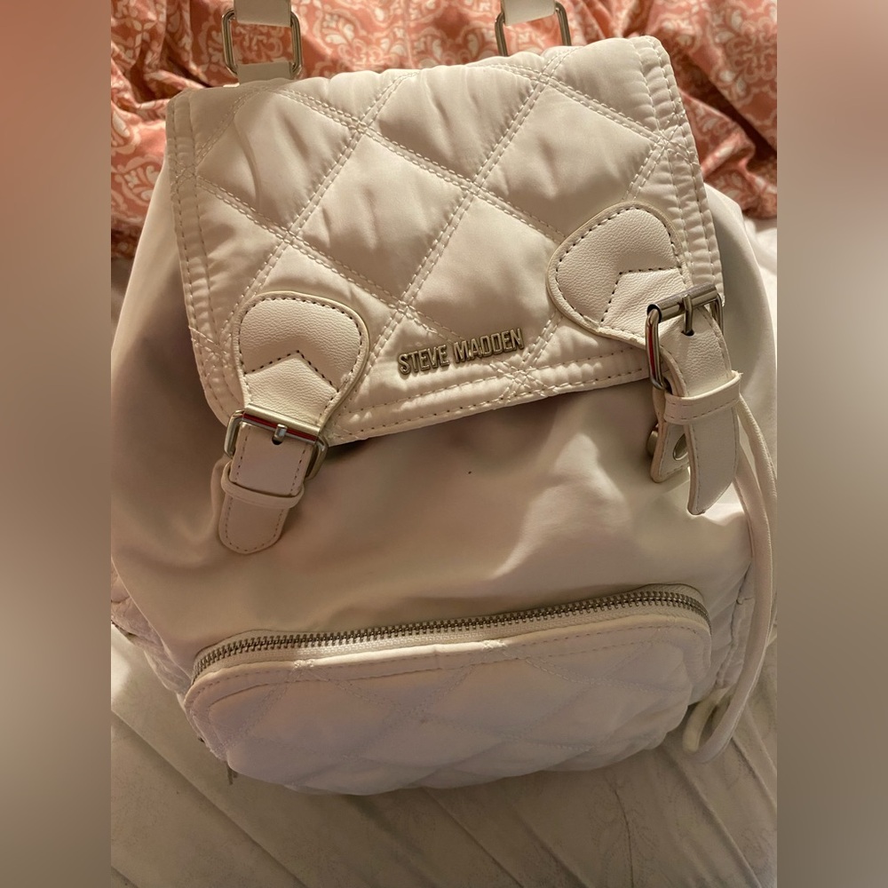 Steve Madden Cream Quilted Backpack